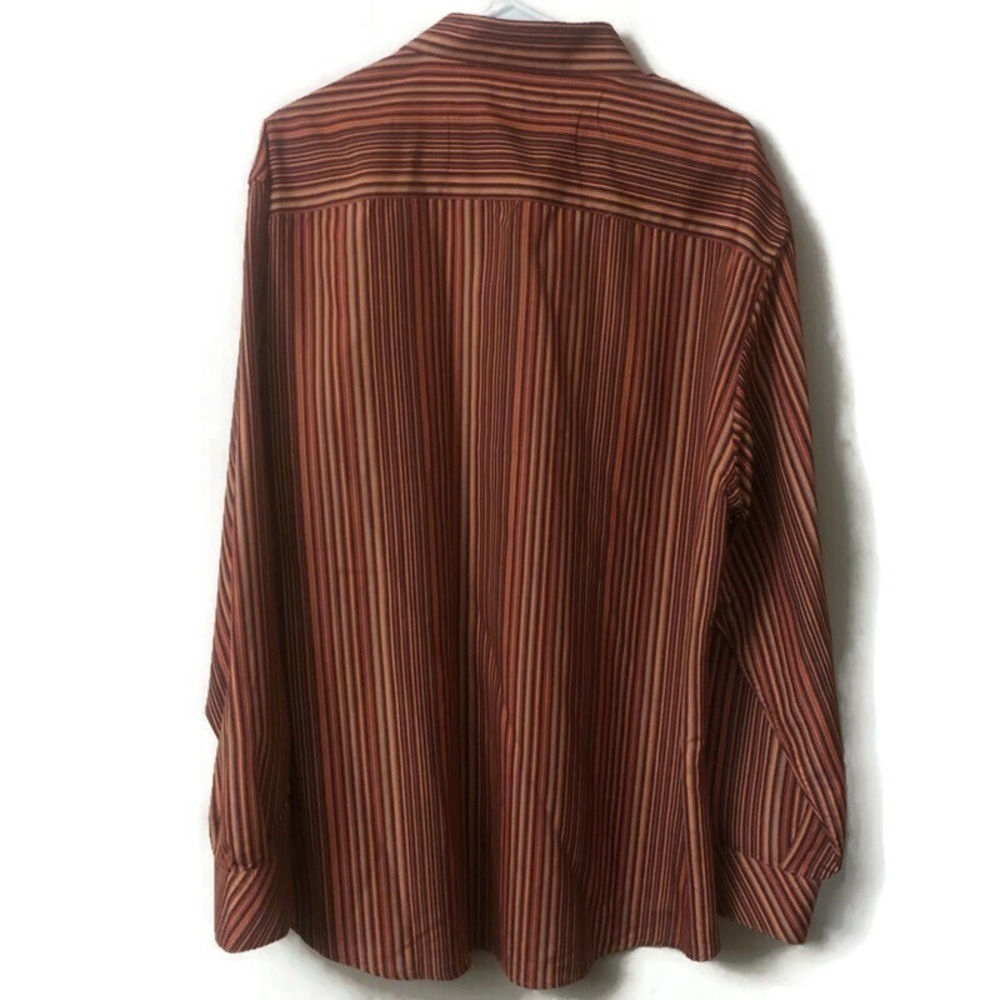 Moto Mens Button Up Dress Shirt Striped Orange Xl - Picture 4 of 4